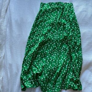 H&M Green Floral Midi Skirt | Size 4